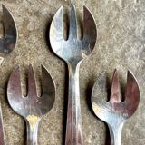 6 fourchettes à huîtres en métal argenté