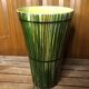 Old vase st clément france green & yellow ceramic vintage #a392