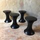 4 Original Black Tam Tam Stools by Henry Massonet