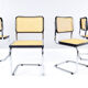 Ensemble de quatre chaises italiennes modernes Marcel Breuer B32 Cesca du milieu du siècle, années 70