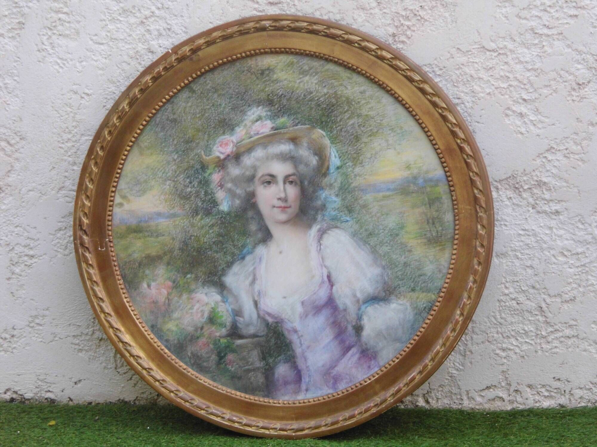 Marie-Louise medallion painting 19th century pastel signed L.Tailleferie tbe