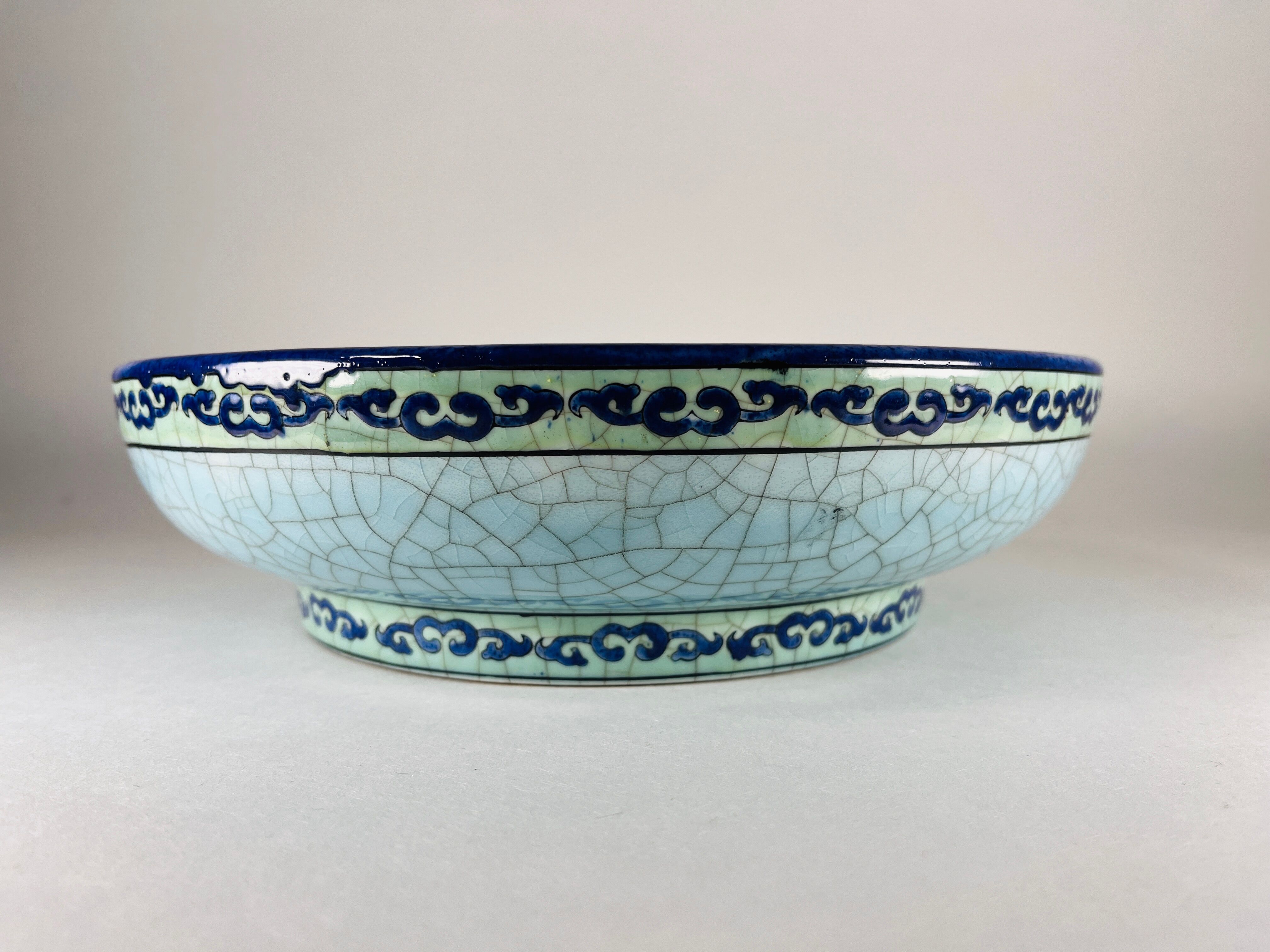 Grand plat vintage ceramic emaux keralouve style art deco dlg catteau