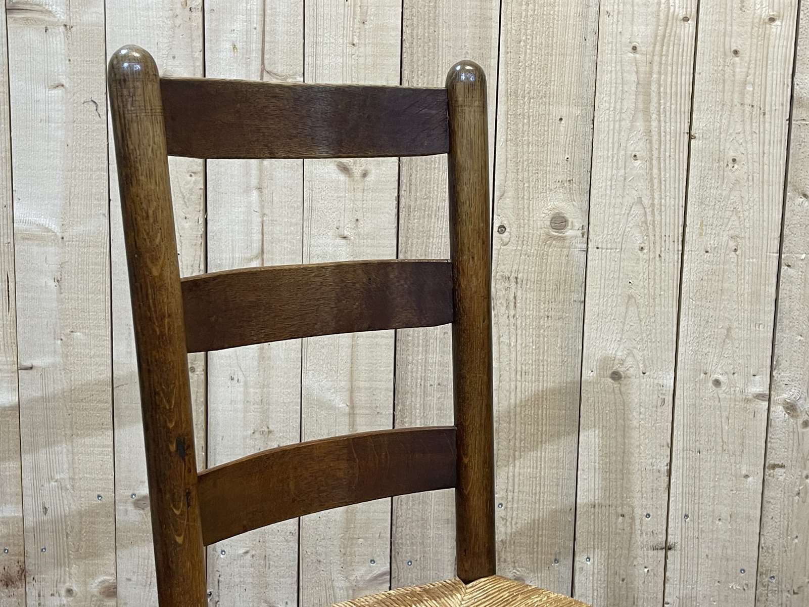 Suite of 8 oak chairs and straw seats - 1950s work