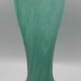 Vintage speckled green marbled glass vase, art nouveau
