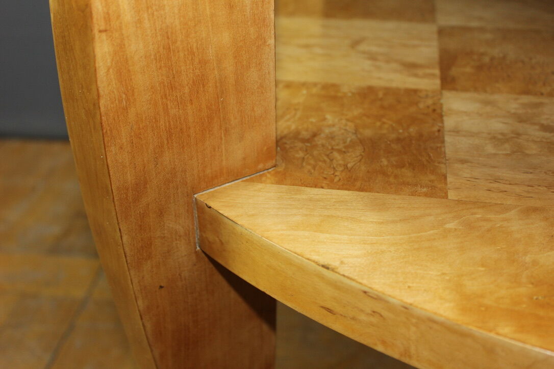 Art Deco Period Pedestal Table in Birch From Norway to Two Trays Around 1930