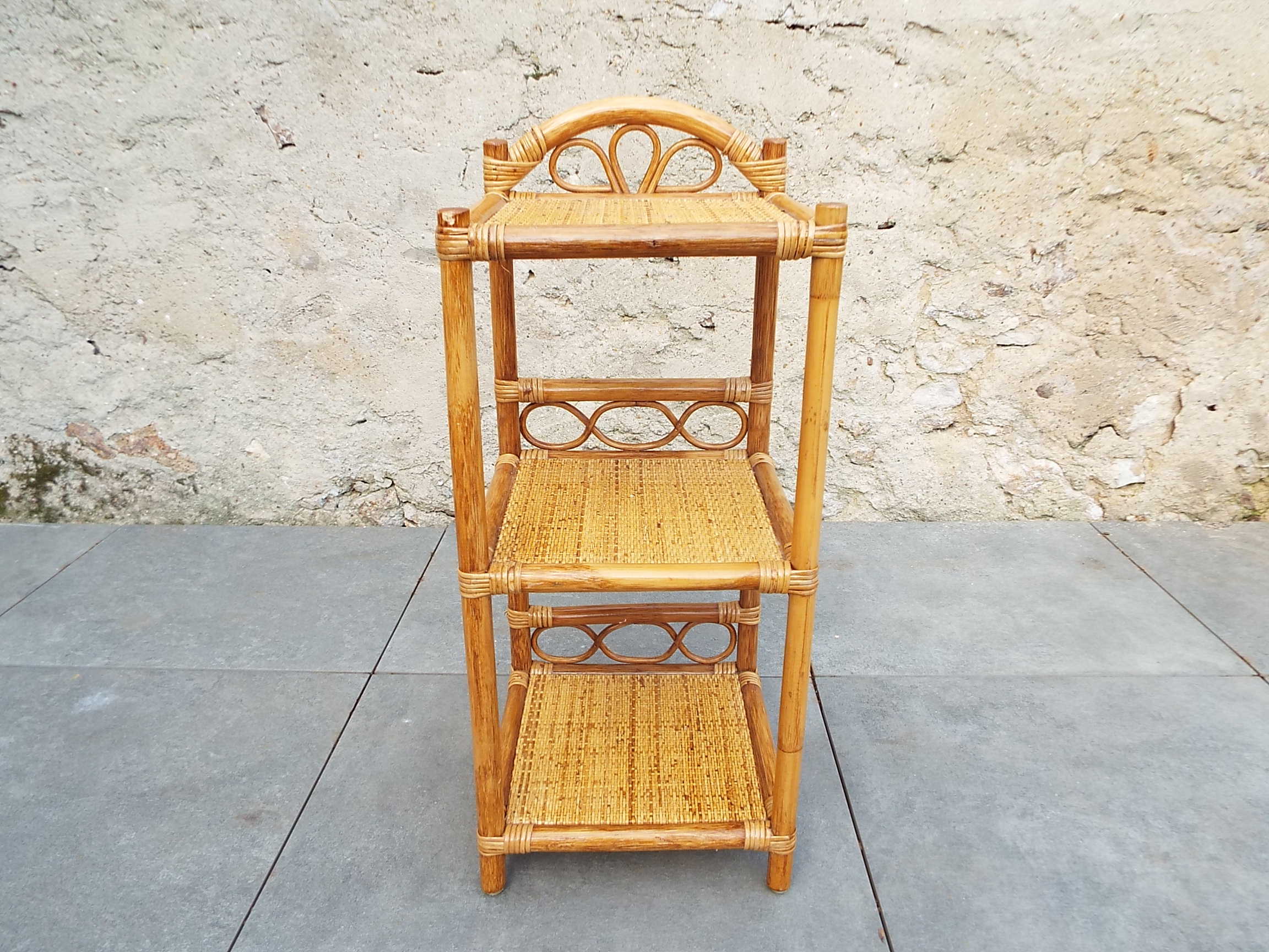 Rattan and bamboo bedside table