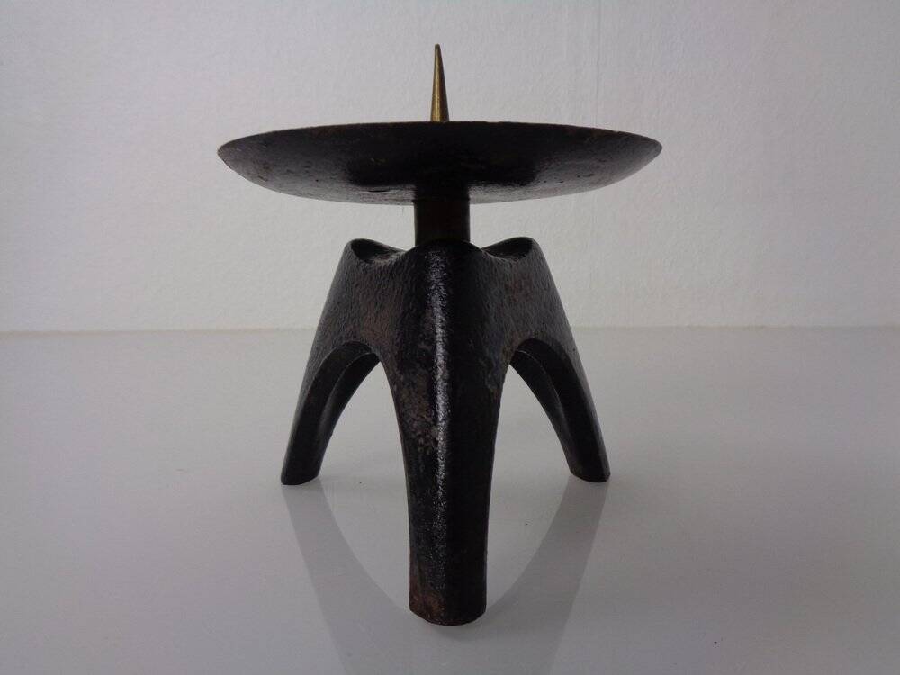 German Brutalist Iron Candleholder, 1960s