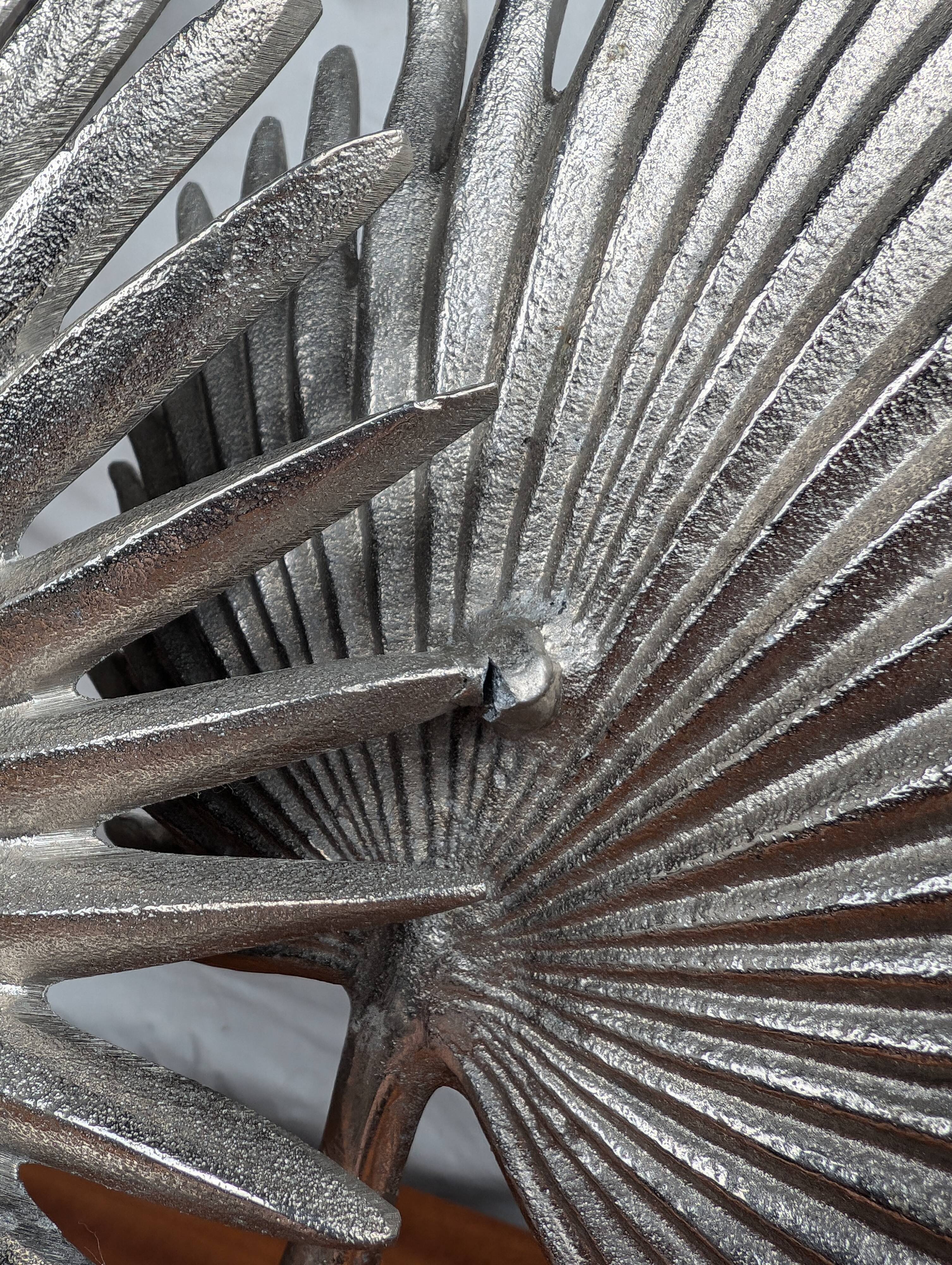 Vintage Two Tier Silver Metal Palm Leaf Fruit Basket