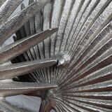 Vintage Two Tier Silver Metal Palm Leaf Fruit Basket