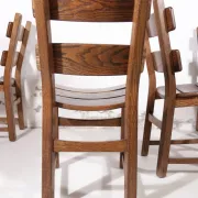 Set of 4 brutalist oak ladderback dining chairs – Netherlands, 1970s