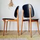Pair of vintage 1960 chairs – Tapered legs & Black faux leather