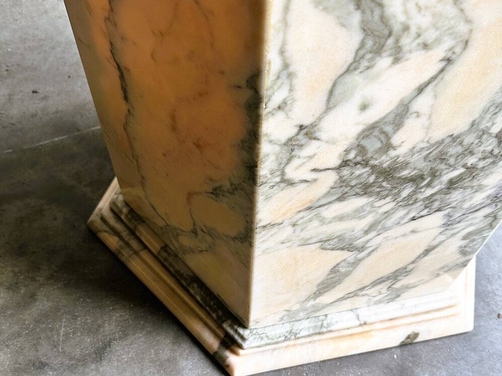 Vintage hexagonal pink and grey marble coffee table, 1980s