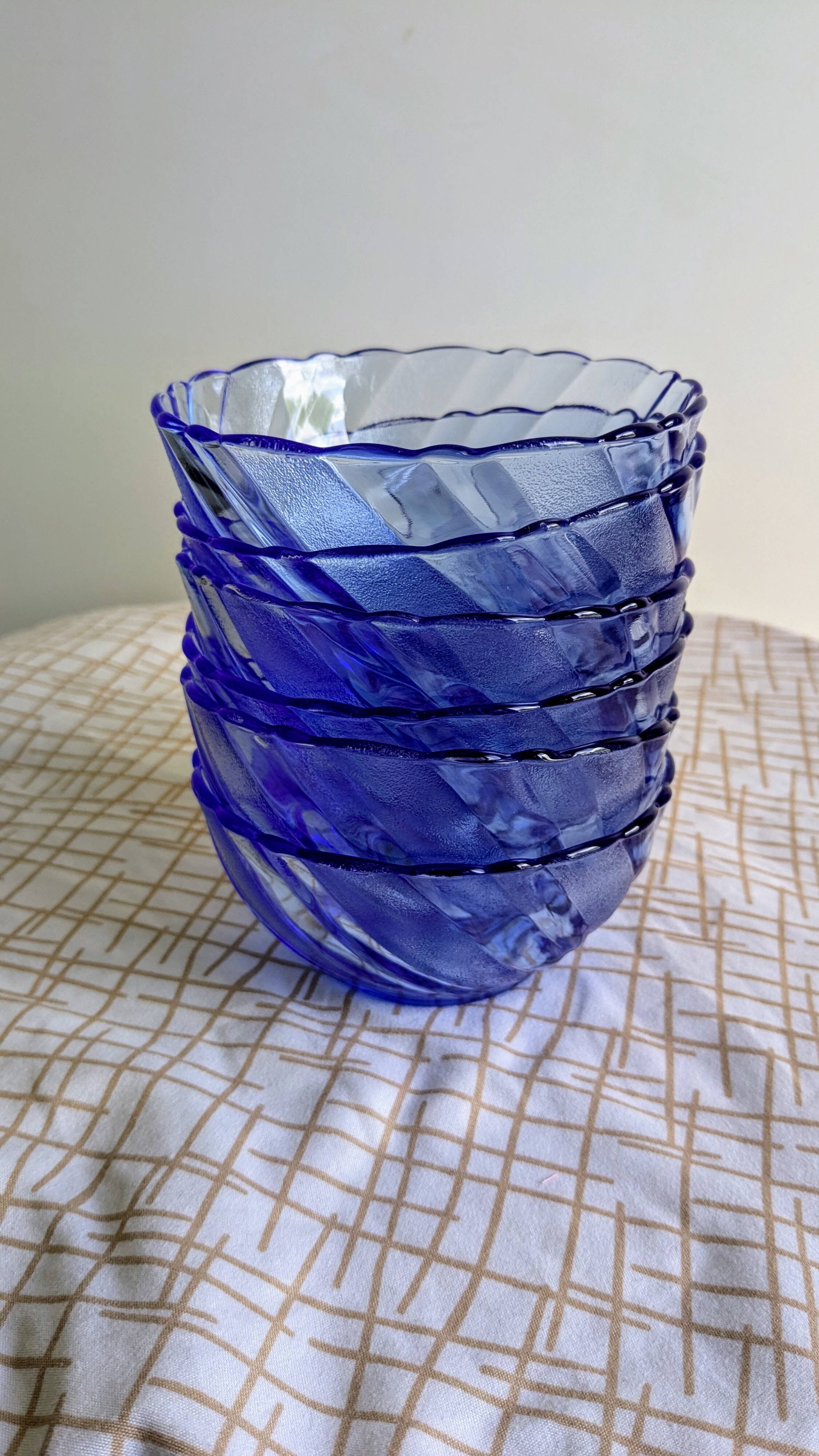 Set of 6 vintage blue bowls by Duralex