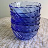 Set of 6 vintage blue bowls by Duralex