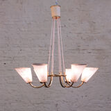 Chandelier 6 fires in perforated metal 50s