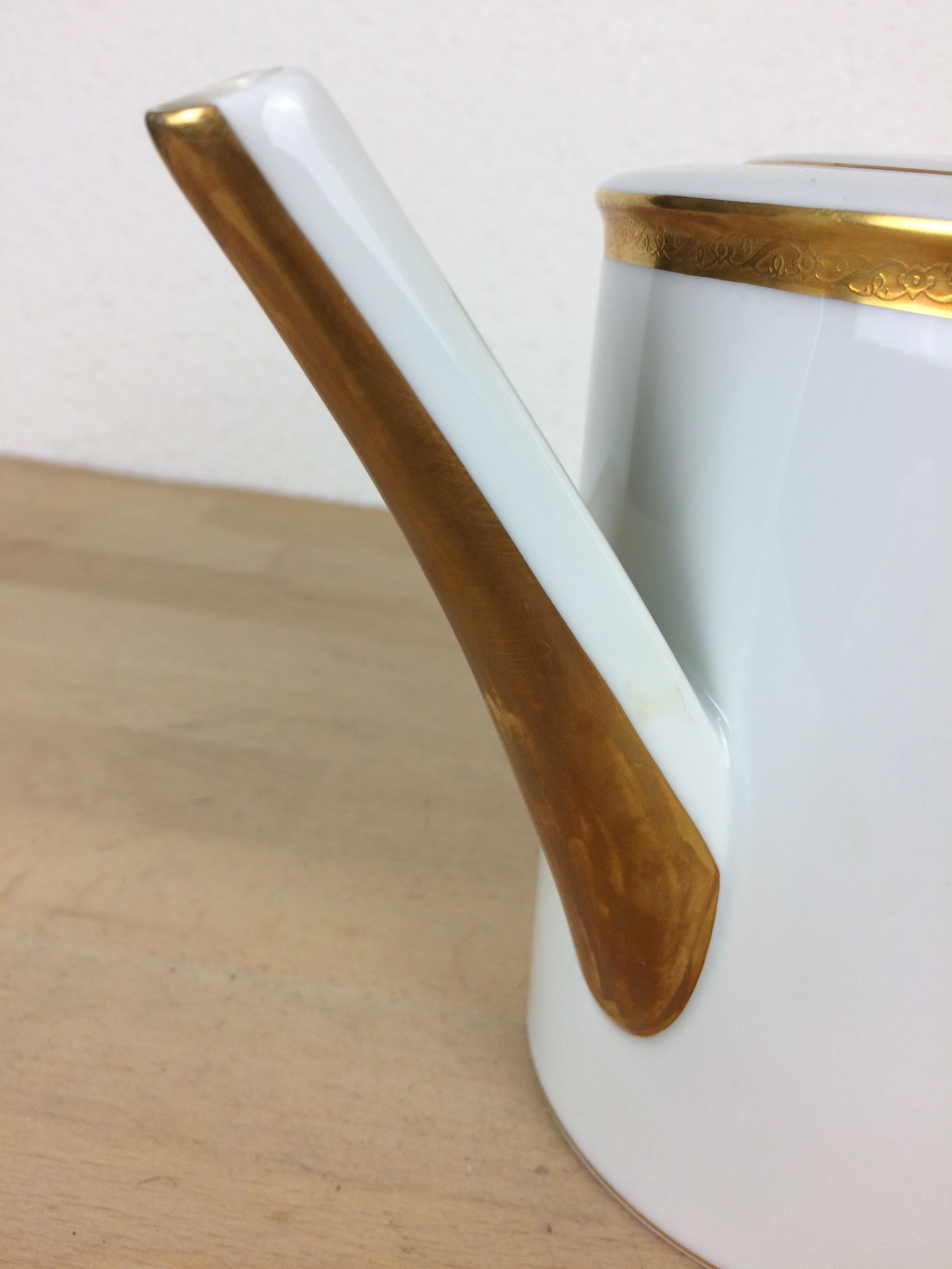 Porcelain tea set A. Vignaud Limoges and mocha spoons Christofle Alfénide