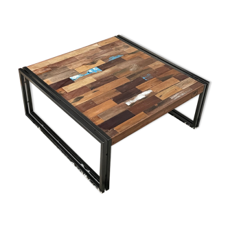 Coffee table wood and metal industrial style