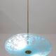 Italian Vintage Floral Glass and Brass Pendant Chandelier, Mid-Century, 2 L