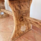 Large old oak farm bench with heart decor
