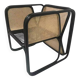 Armchair in black lacquered rattan and natural cane