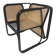Armchair in black lacquered rattan and natural cane