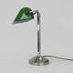 NIAM desk lamp with articulated head, dark green color and chrome. Art Deco