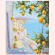 Oil painting of a view of the sea.