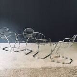 Mid-Century Modern Chrome Dining Chairs by Gastone Rinaldi, Italy, 1970s, Set of 6