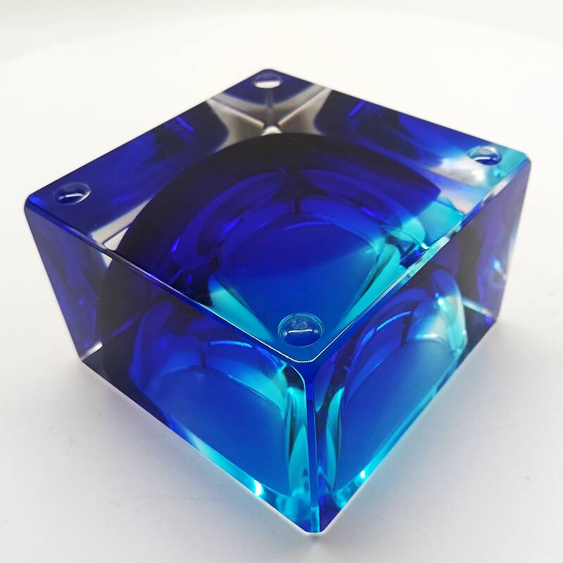 1970s Square Ashtray or Catch-all in Murano Glass by Flavio Poli.