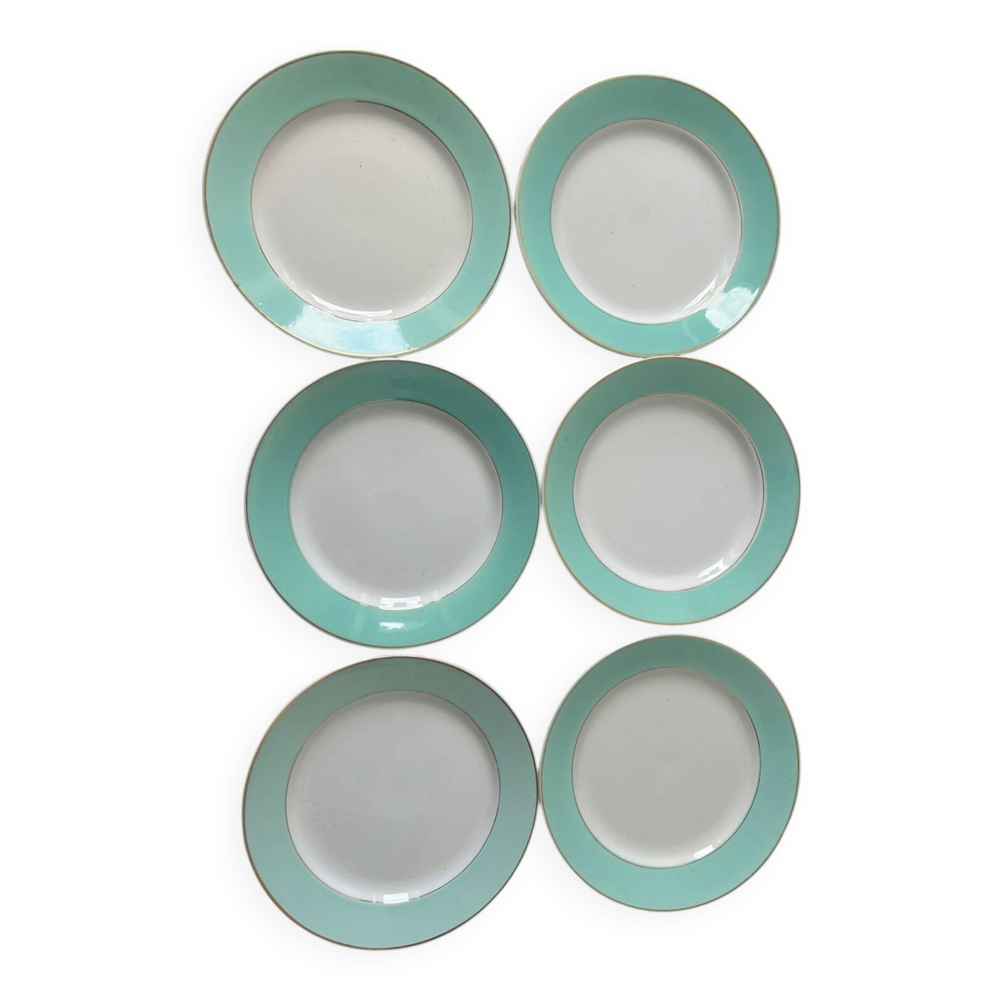 Lot de 6 assiettes plates vintage de marque luneville