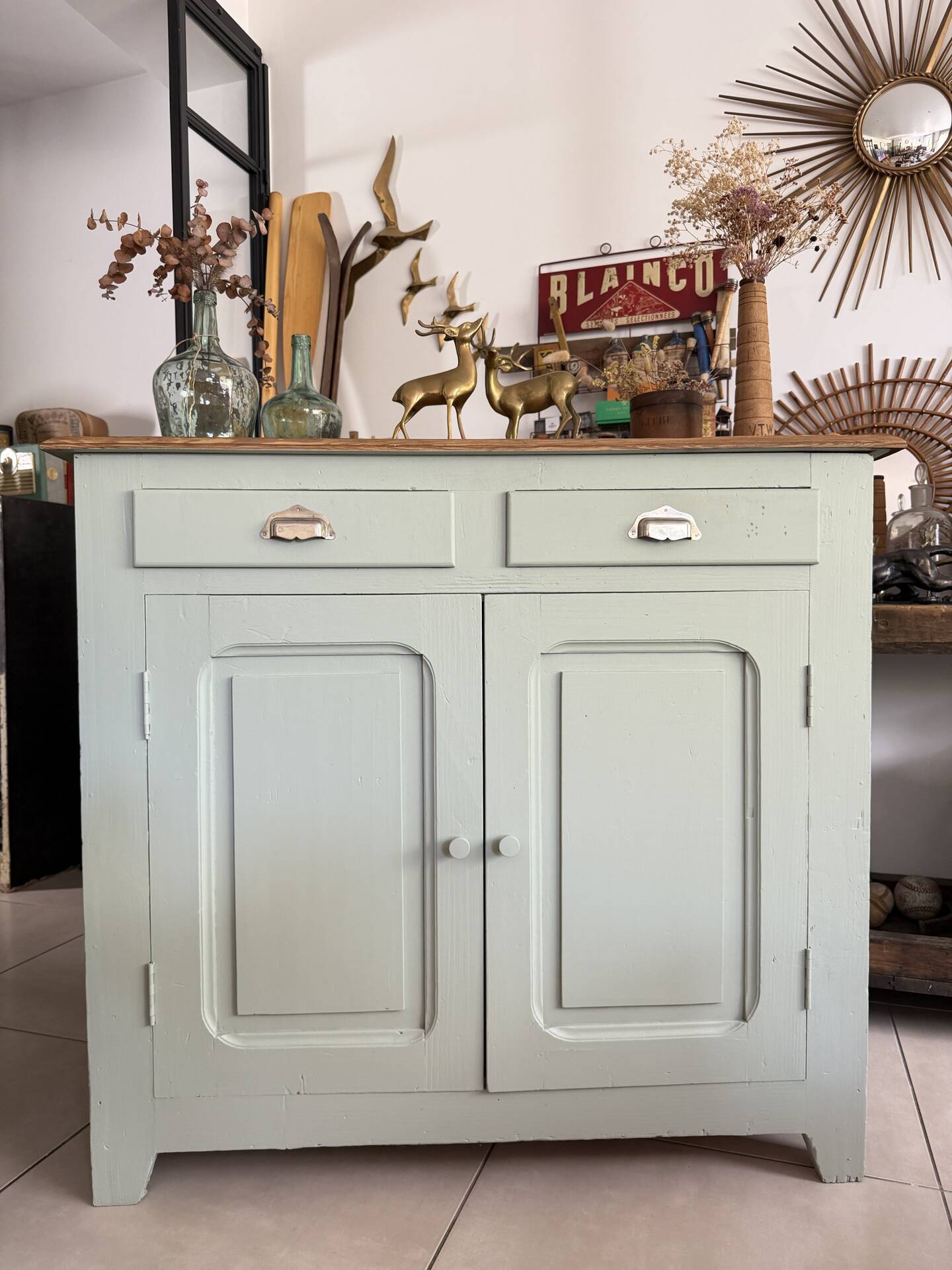 Vintage green almond Parisian buffet