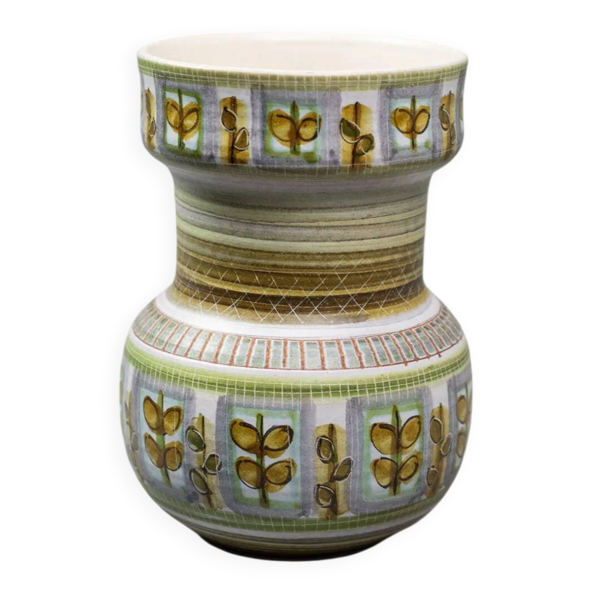 Marcel Guillot – Vase en grès émaillé à décor végétal, Mid-Century 1960