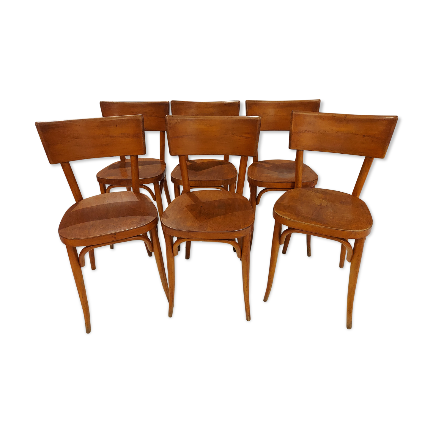 Suite of 6 chairs by bistrot baumann in the 1950s