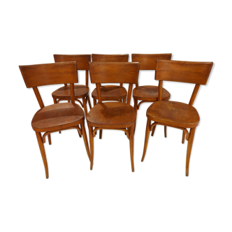 Suite de 6 chaises de bistrot baumann années 1950
