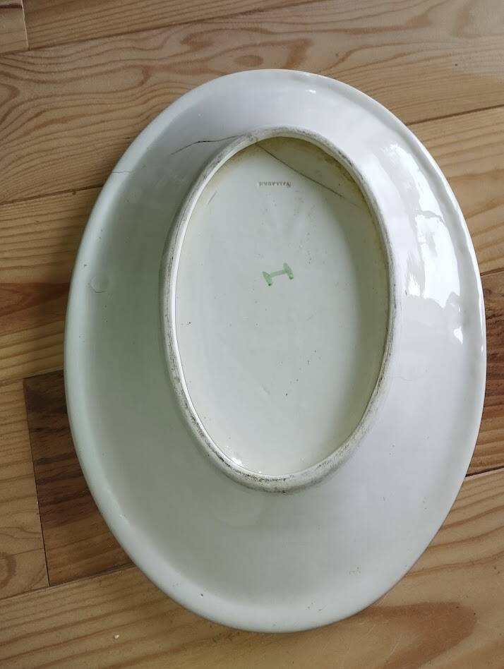 Vintage Vallauris asparagus dish in barbotine ceramic – 1950s