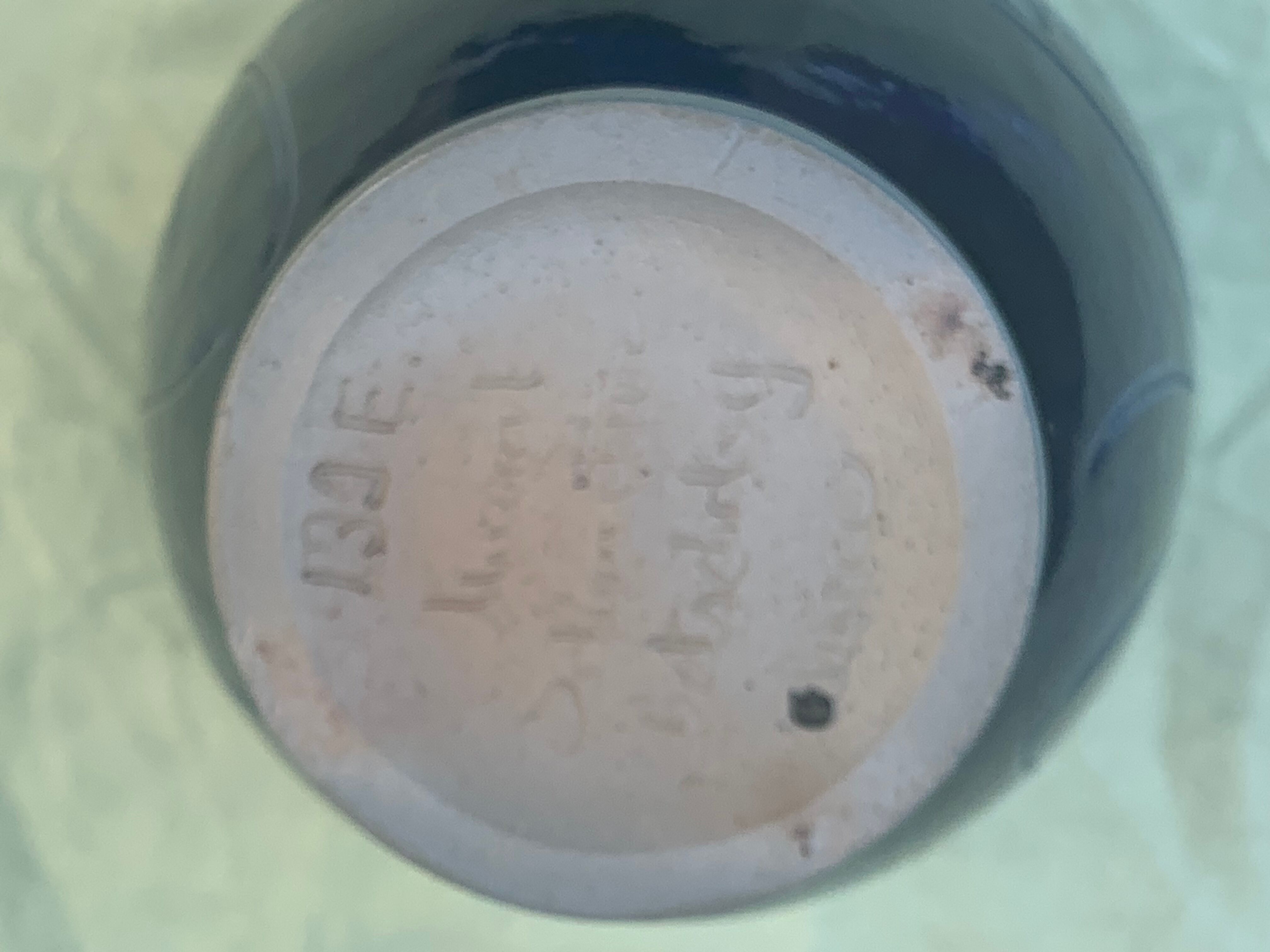 Blue sandstone vase signed Marcel Schmitter betschdorf Alsace