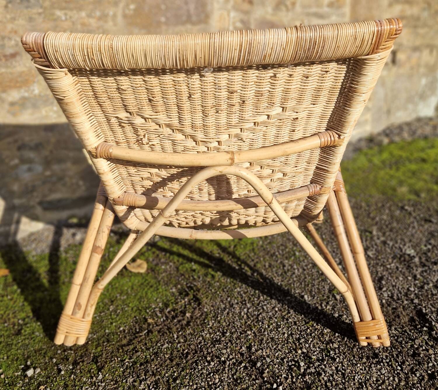 Wicker rattan deck chair from the 70s/80s