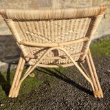 Chaise longue transat en osier rotin annèes 70/80