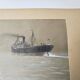 Aquarelle paquebot Noir en Mer Signé TABOUREAU Georges dit Sandy-Hook (1879