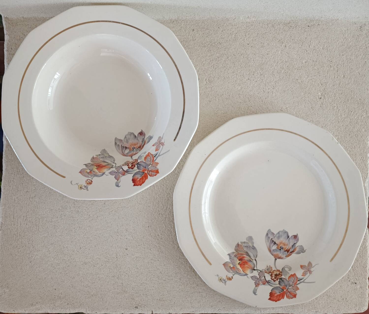 Set of 1 dish and 1 deep dish Badonviller