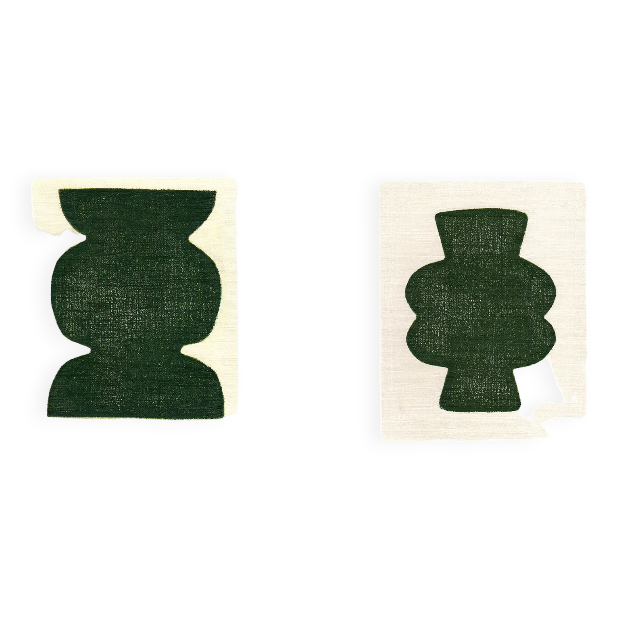 Duo of paintings on paper - pow and mood - dark green - signed eawy