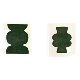 Duo of paintings on paper - pow and mood - dark green - signed eawy