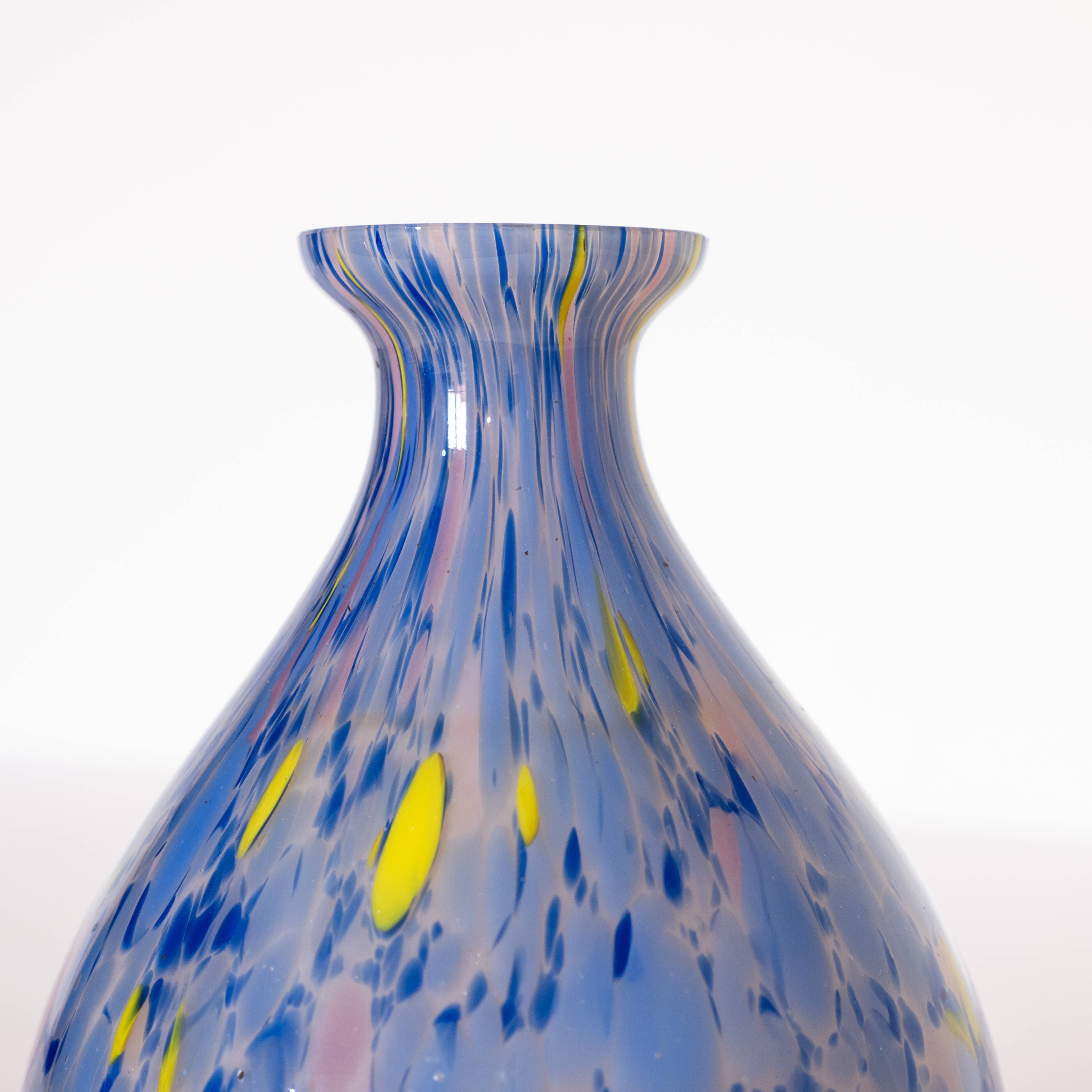 Blue and yellow murano vase