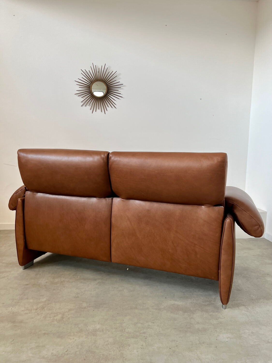 Vintage sofa 2 places leather camel design de sede ds-1023