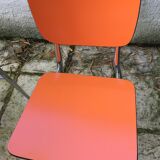 Set of 6 vintage orange formica chairs, 70s