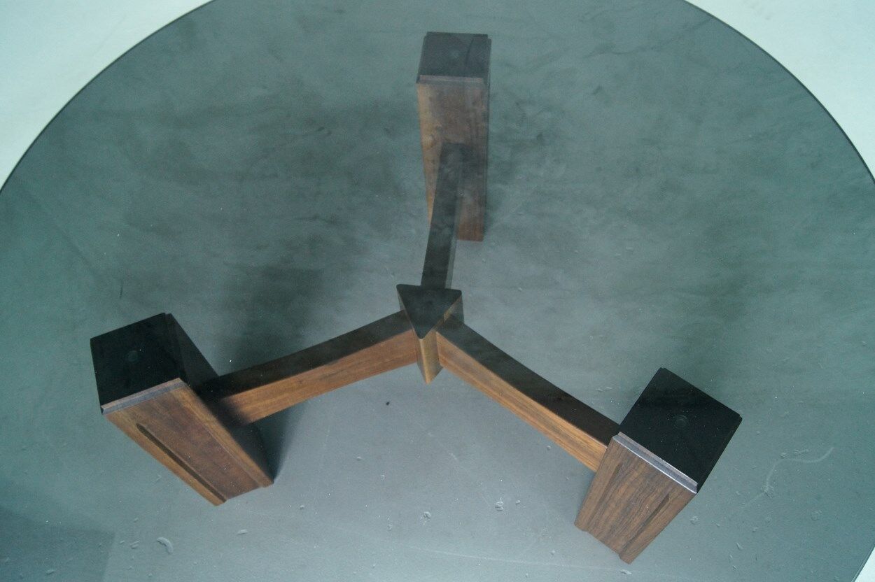 Table basse italienne moderne de bois de rose années 60