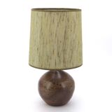 Stoneware lamp by Michel Dumont, green lampshade, 1970s