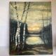 Tableau coucher de soleil huile sur toile signée
