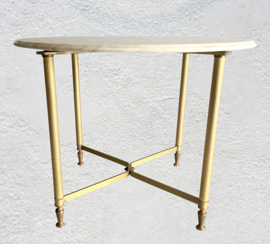 Round marble and gold metal coffee table 1960-70
