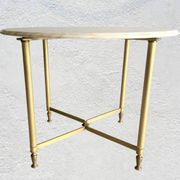 Table basse ronde marbre et métal doré 1960-70